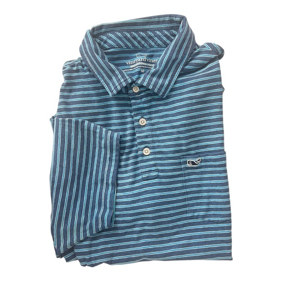 Vineyard Vines Men's Edgartown Blue Striped Casual Polo Medium - Picture 5 of 5
